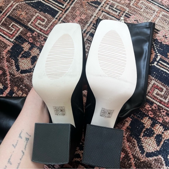 Princess Polly Zayas Black Faux Leather Knee High Heeled Boots 7 - Picture 9 of 10